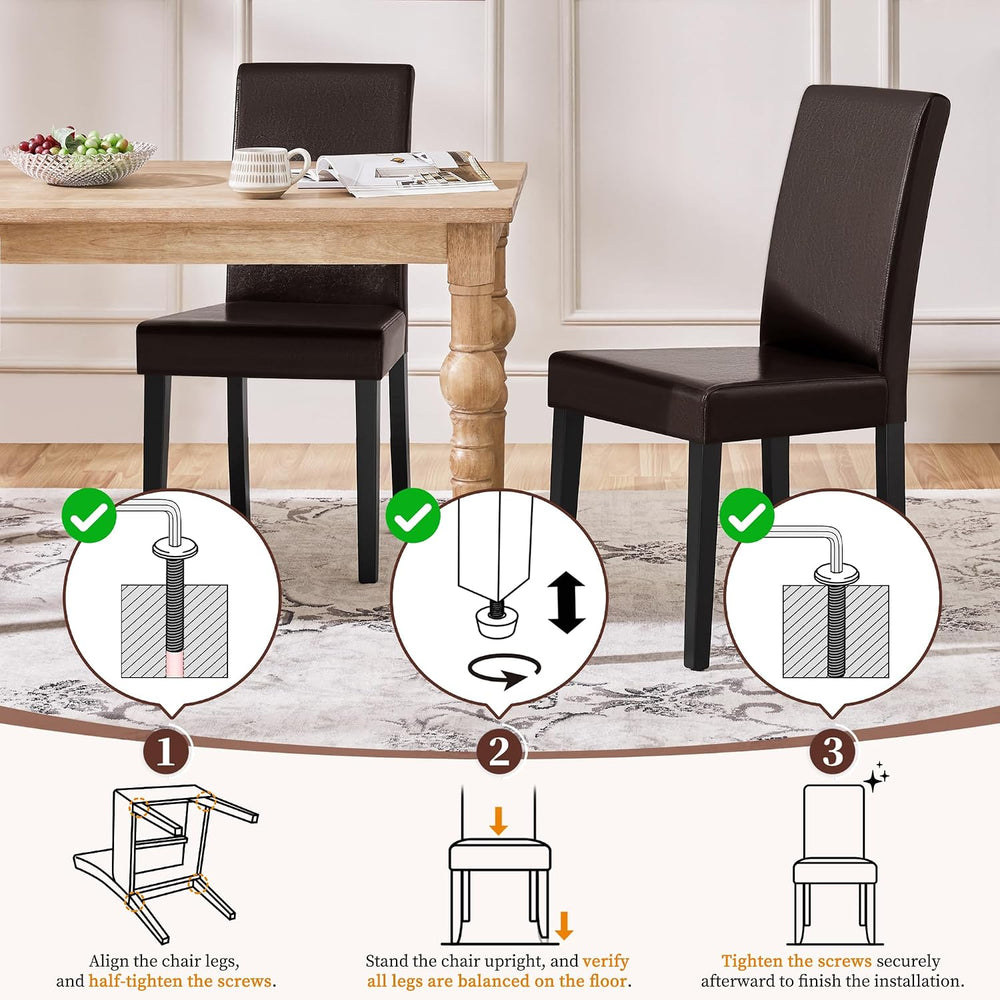Yaheetech Dining Chairs Set of 4 Upholstered Kitchen Chairs Dark Brown