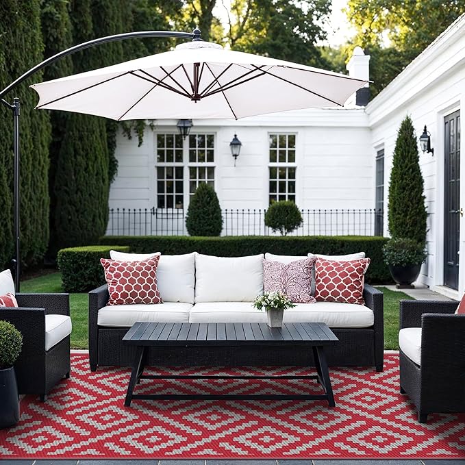 GENIMO Outdoor Rug for Patio Clearance, 8'x10' Reversible Plastic Str...