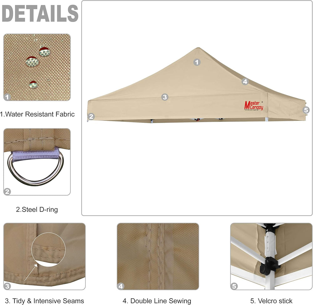 MASTERCANOPY 10x10 Replacement Pop Up Canopy Top for Kingkong Frame Beige