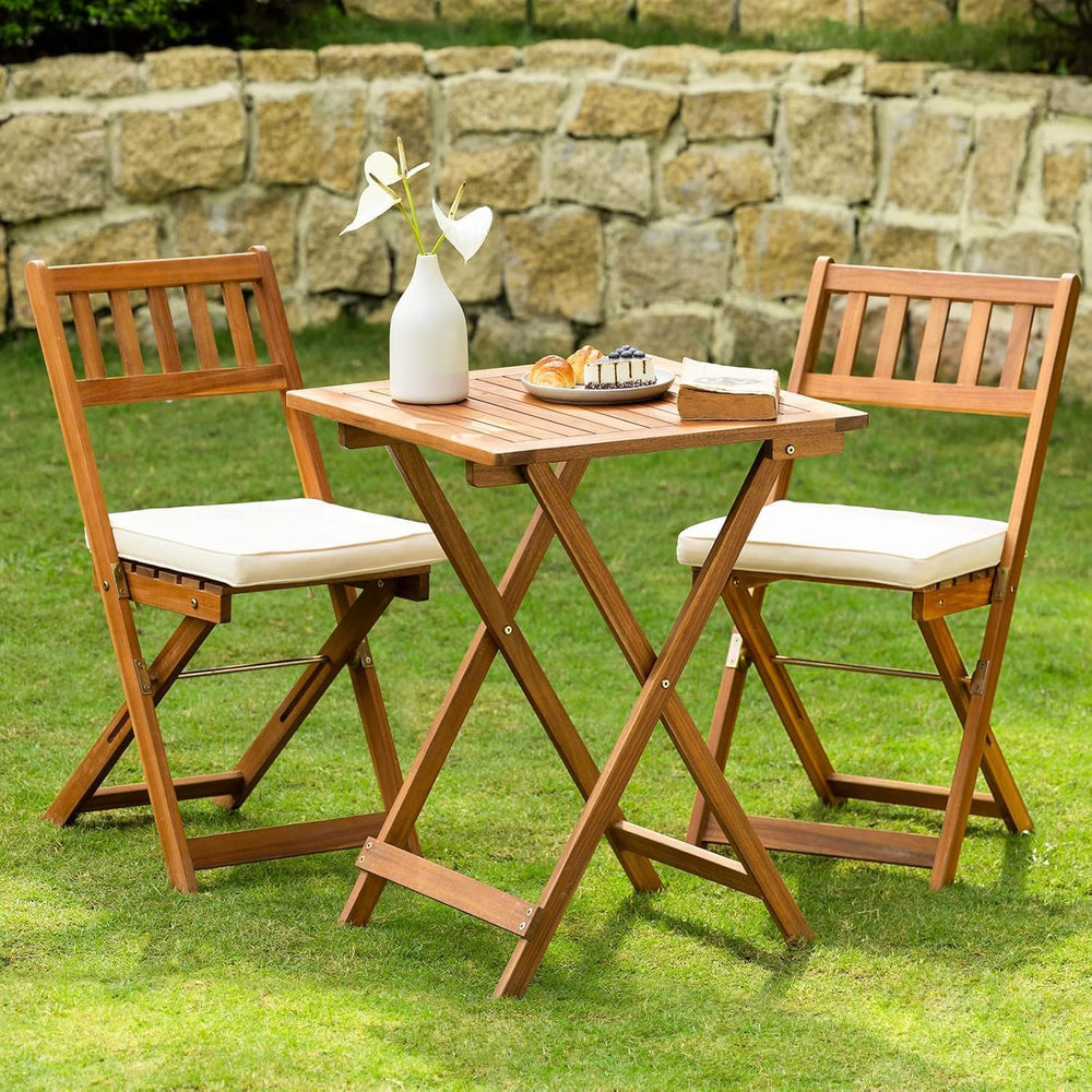 IDZO Heavy Duty 400lbs Capacity Patio Bistro Sets, 3 Piece Outdoor Folding Ch...