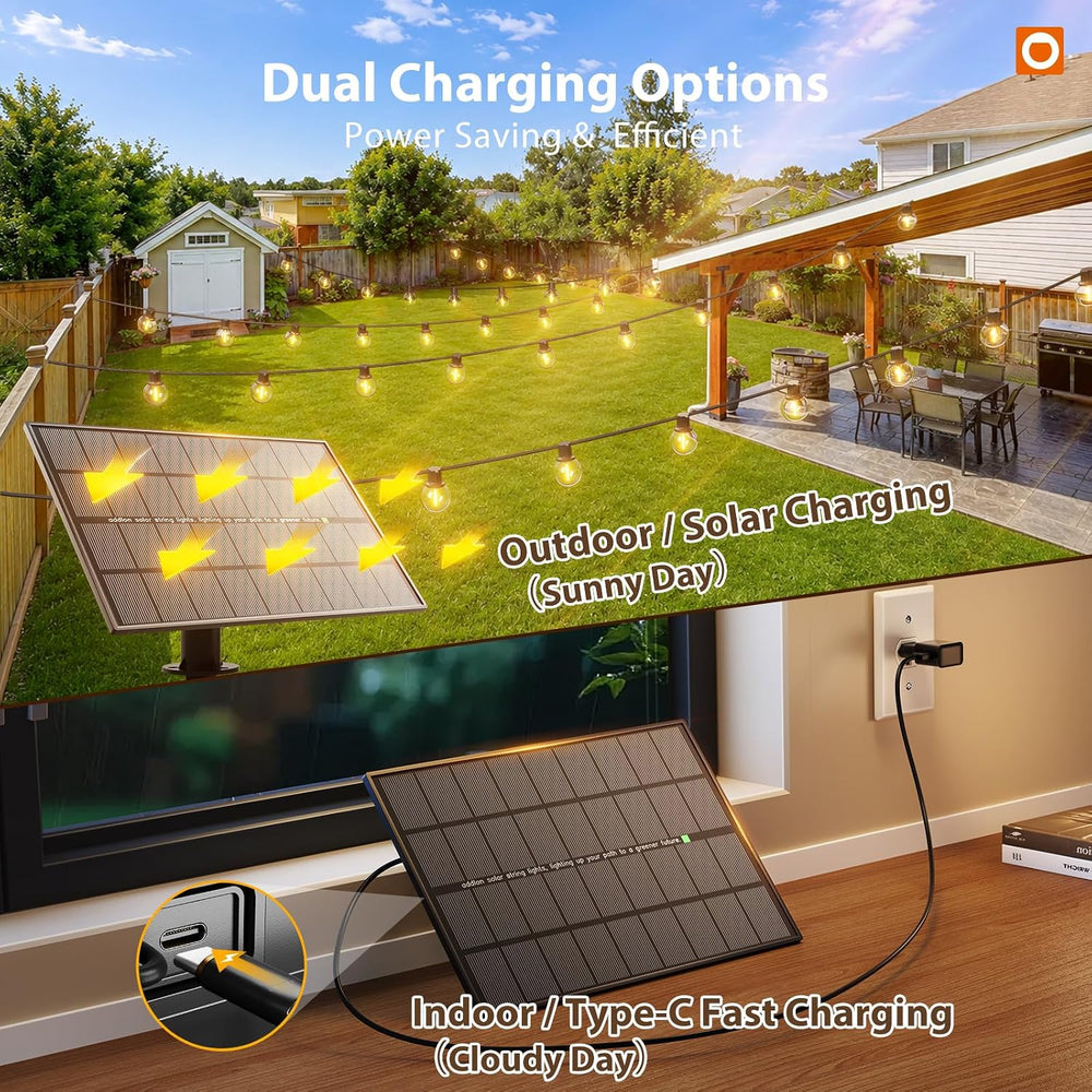 addlon 198FT Solar String Lights Outdoor, Waterproof, USB Charging