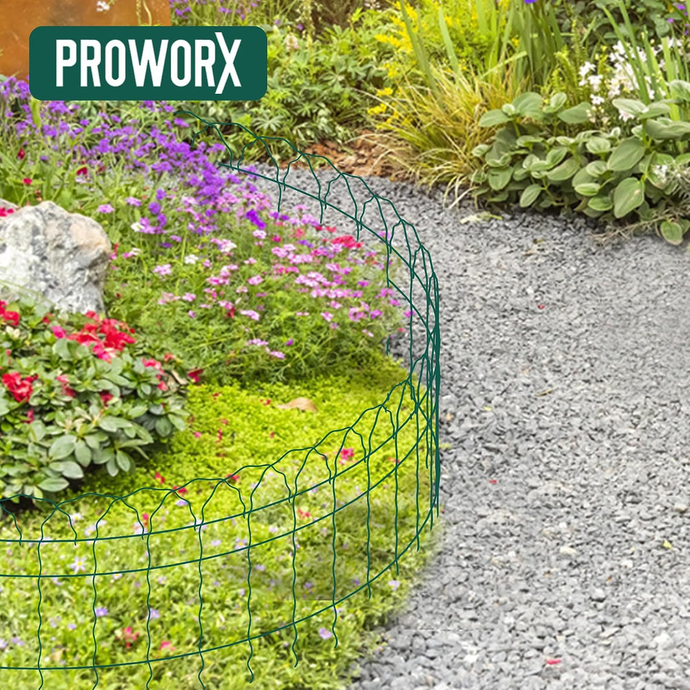 PROWORX Green Small Garden Fence Border Curve Wire Fencing 14”x40’(2 Rolls)