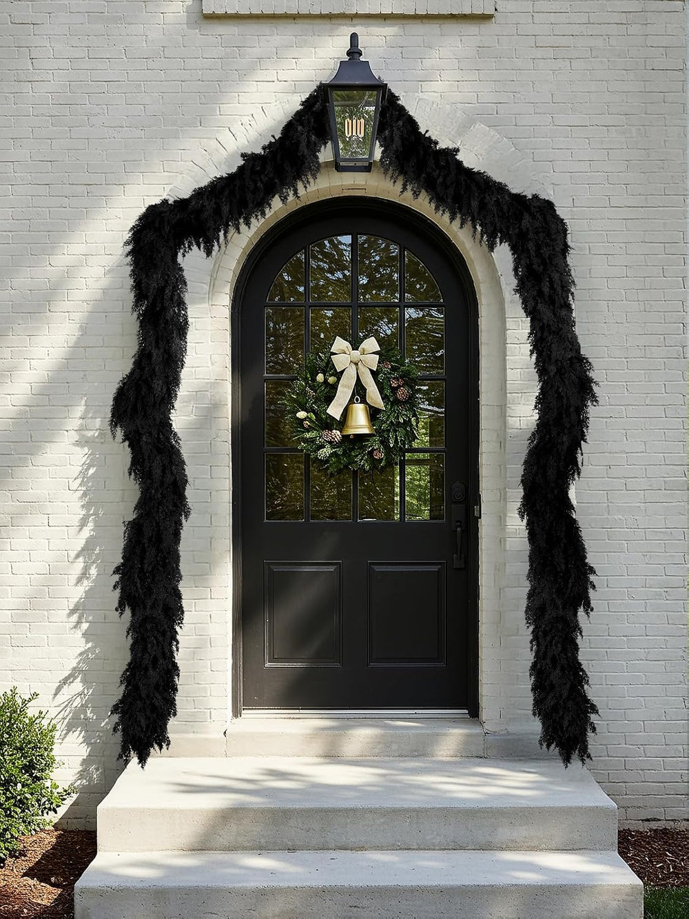 2PCS 9FT Halloween Cedar Garland, Black Real Touch Christmas Decorations