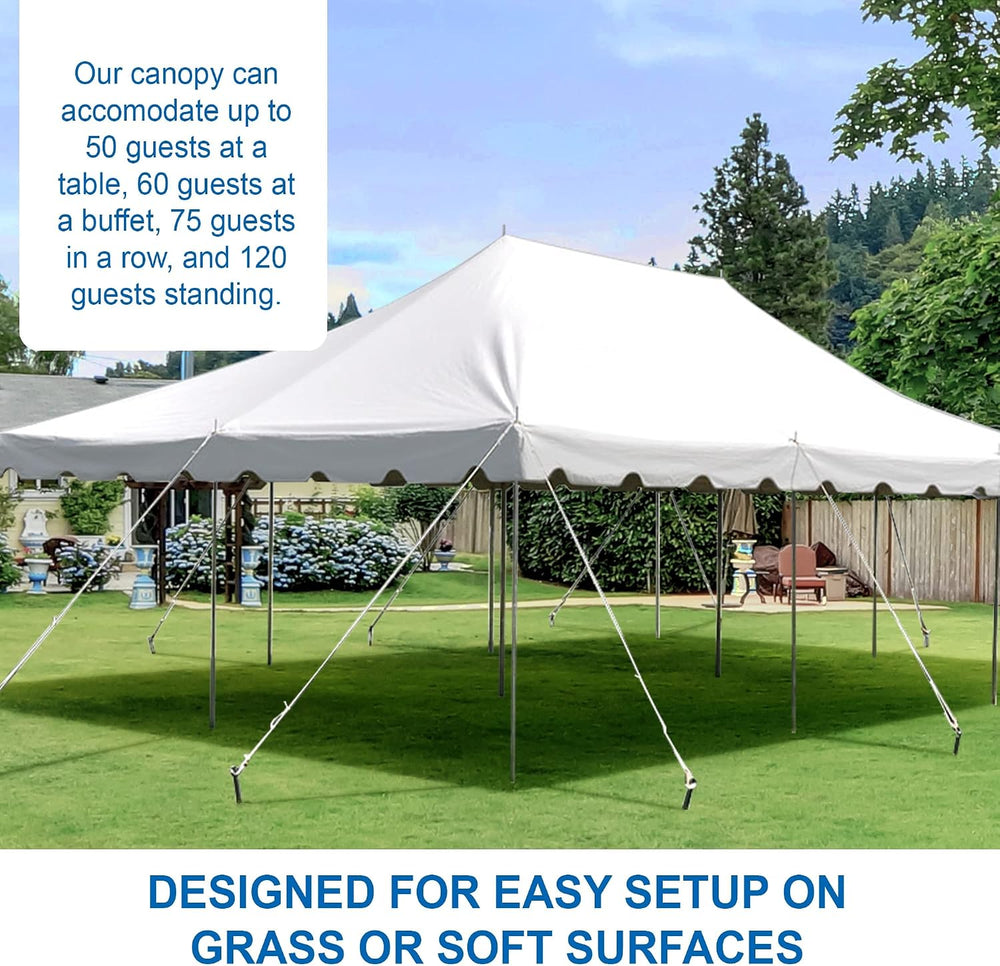 Party Tents Direct 20' x 30' Standard Canopy Pole Tent, White Top