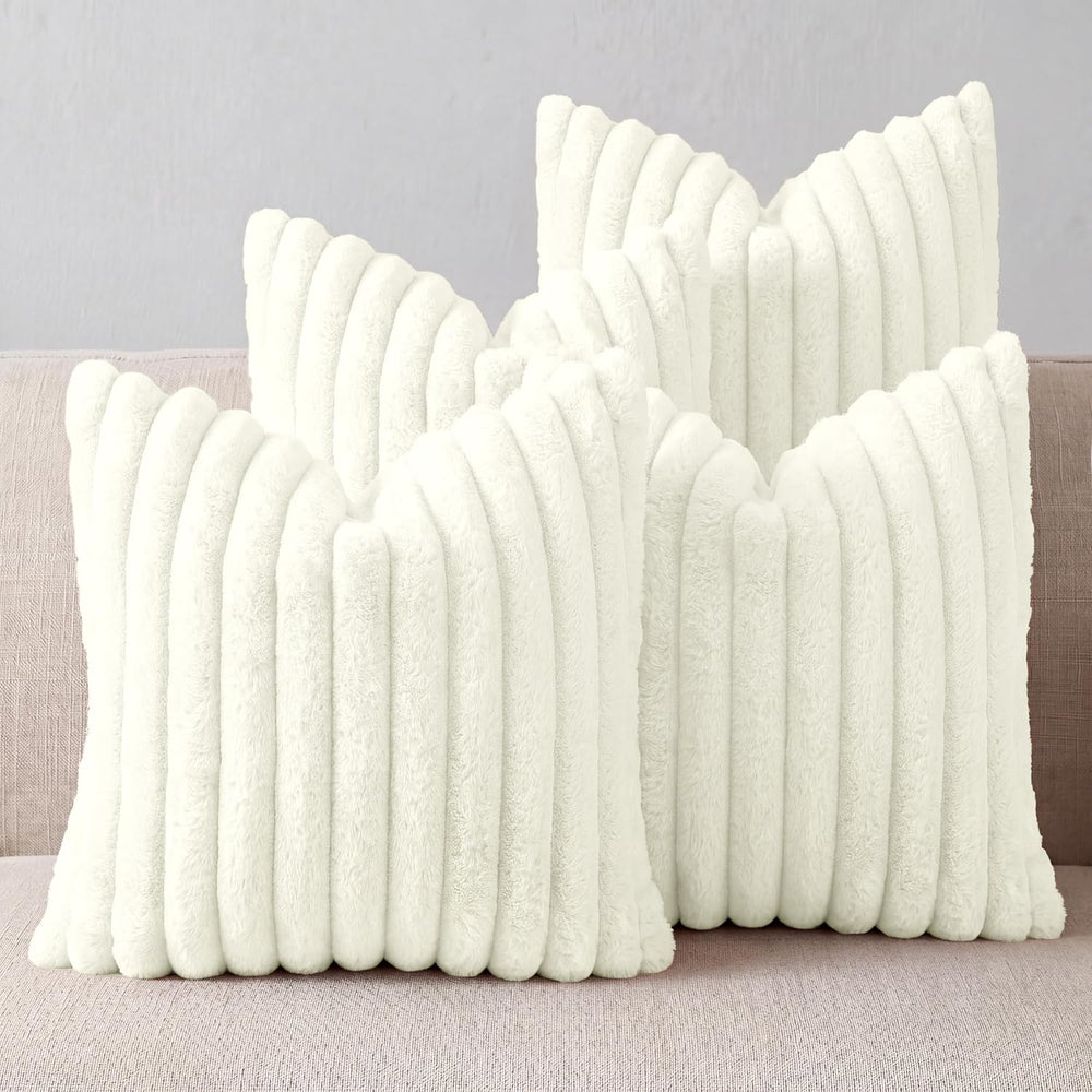 Cream White Throw Pillow Covers 22 x 22 set of 4, Cute Boho Throw Pillow Cove...