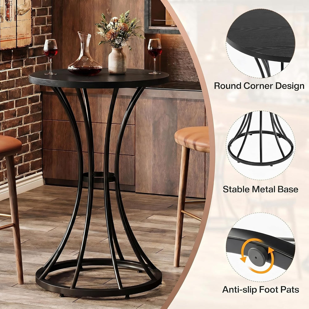Tribesigns 37.4" H Bar Table, Round Bar Table with Curved Metal Base, Hi...