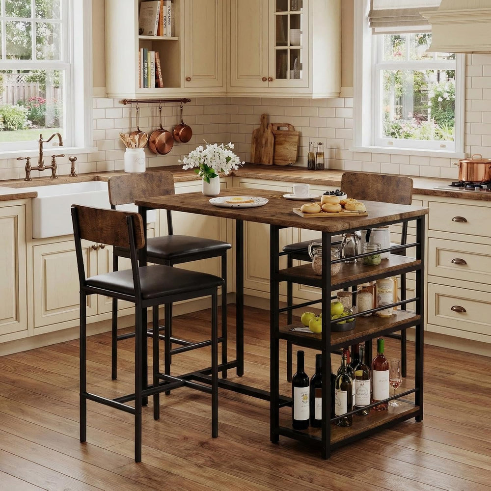 IDEALHOUSE Dining Table Set for 2, Counter Height Kitchen Table and Chairs, B...