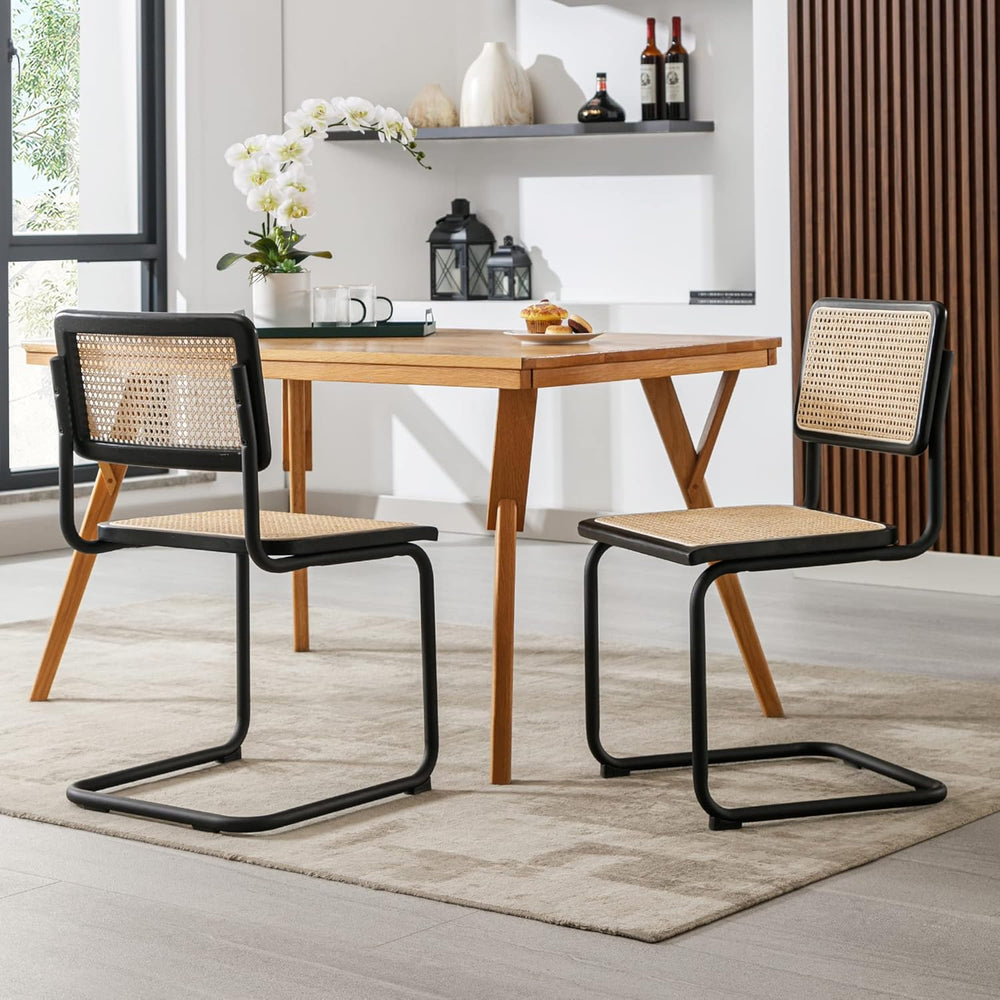 Flouki Rattan Dining Chairs Set of 4, Boho Accent Chairs for Kitchen Room wit...