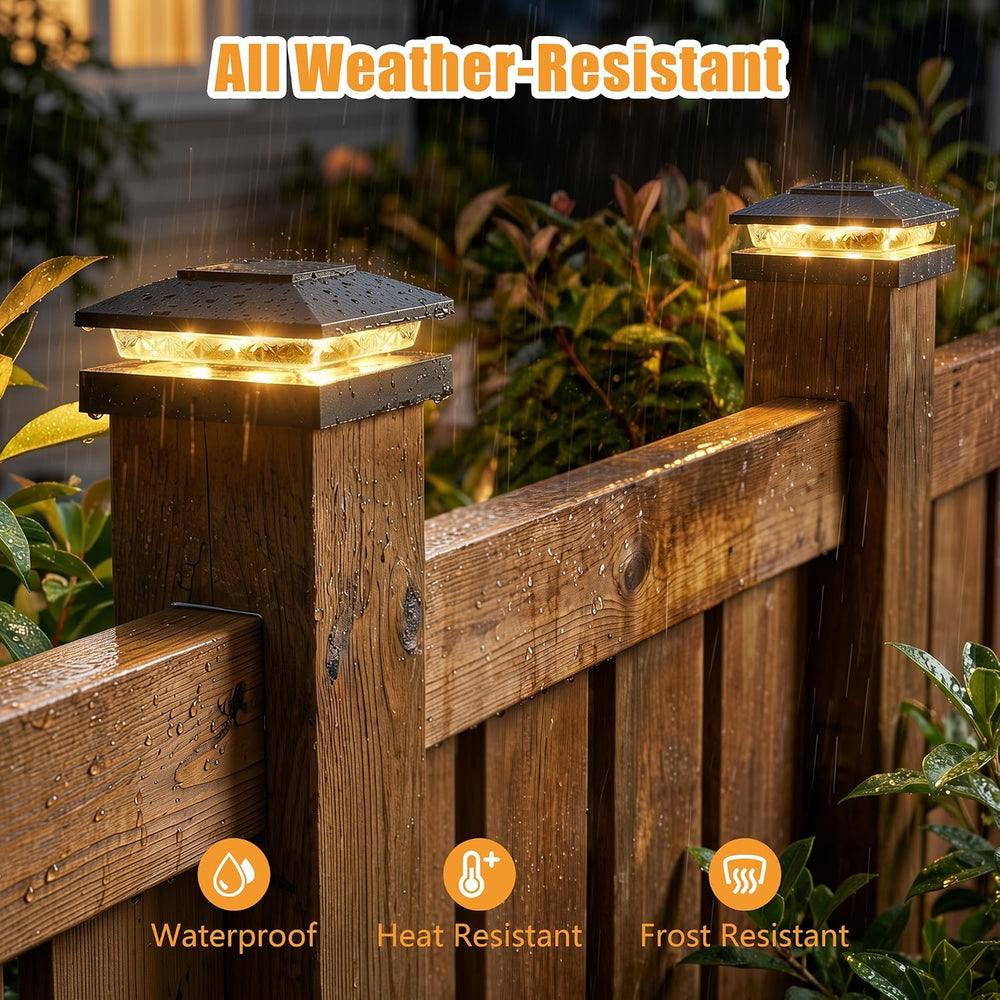 Brightown Solar Post Cap Lights Outdoor 8-Pack, Waterproof Fence Post Solar L...