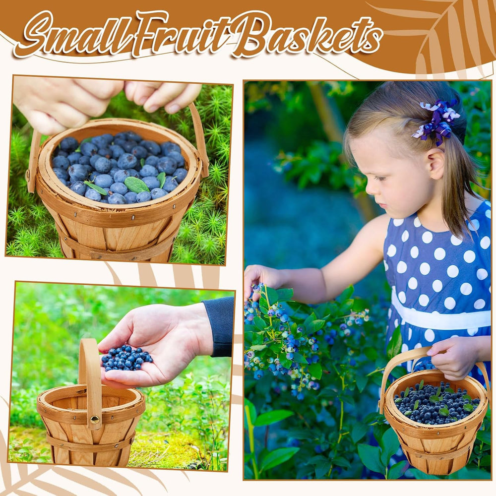 Marsui 10 Pcs Small Wooden Baskets for Berry, 4 x 5.1 Inch,Brown
