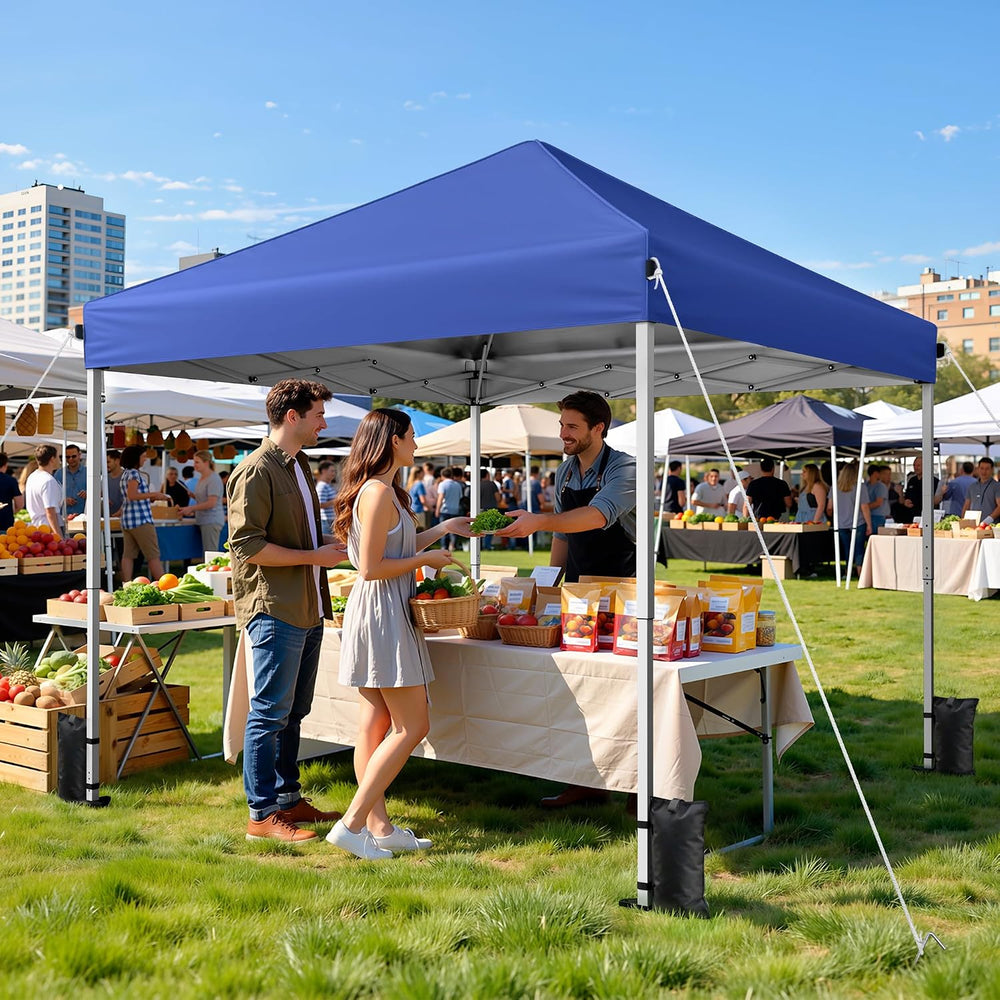 10x10 Pop Up Canopy Tent with One-Push Center Lock,Blue