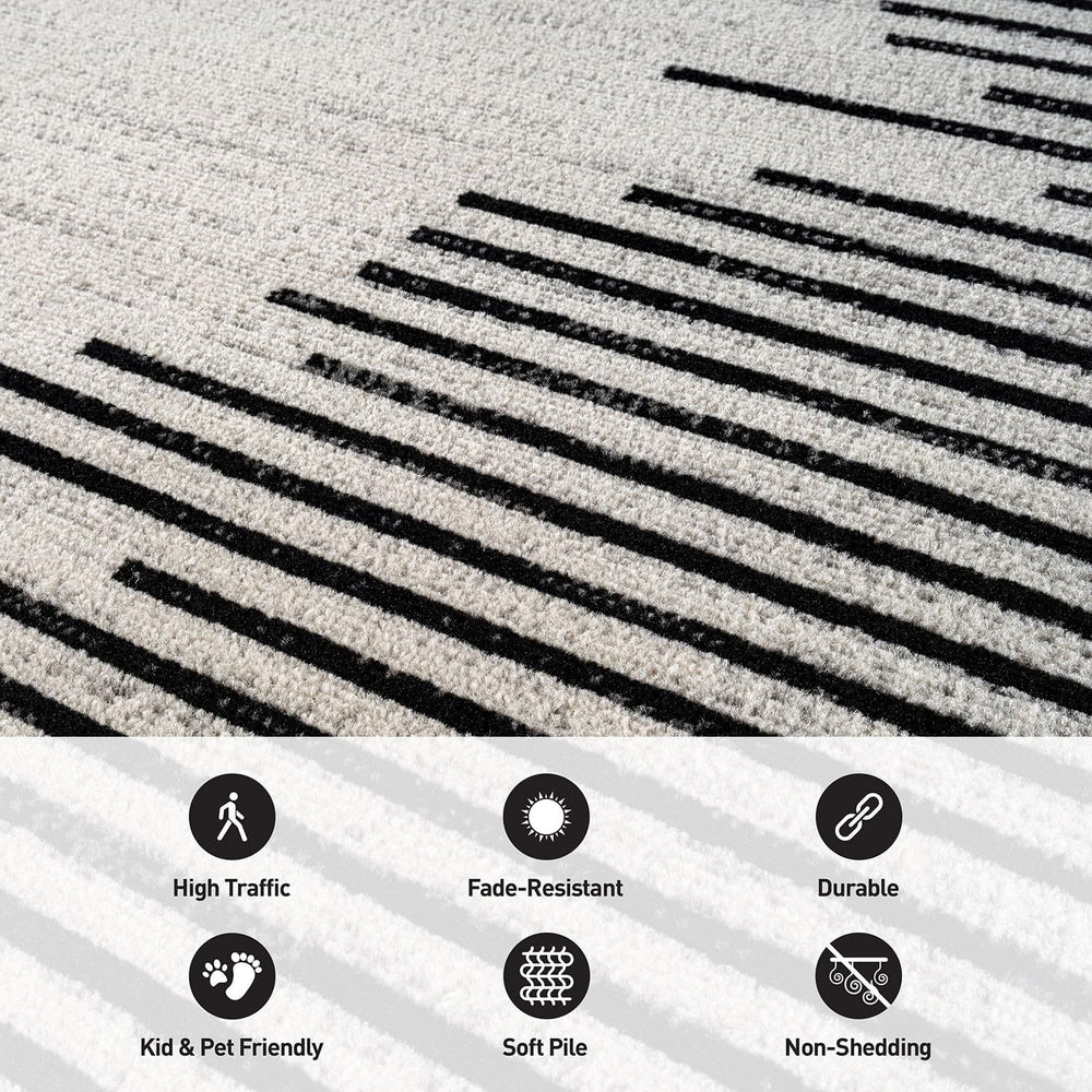 Modern Abstract Indoor Runner Rug Cream 2'3" x 12'