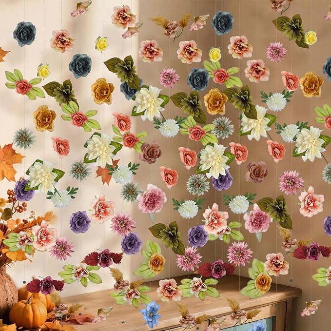 XunYee 6 Pcs 35.4 ft Flower Garlands Hanging Wildflower Backdrop Decoration A...