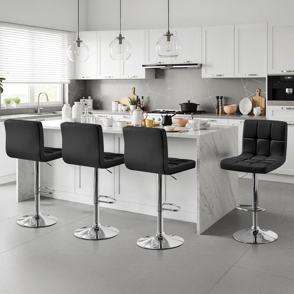 Yaheetech Bar Stools Set of 4 Adjustable Counter Height Barstools Black