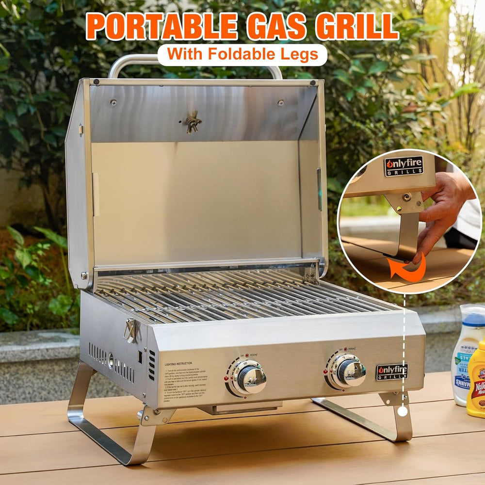 ONLYFIRE GRILLS Tabletop Gas Grill 2 Burners, Portable BBQ Grill, GS322