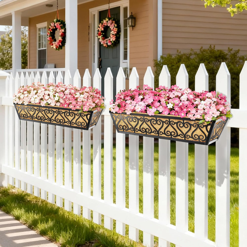 2 Pack 30 Inch Deck Railing Planter Box - Window Boxes Planters with Adjustab...