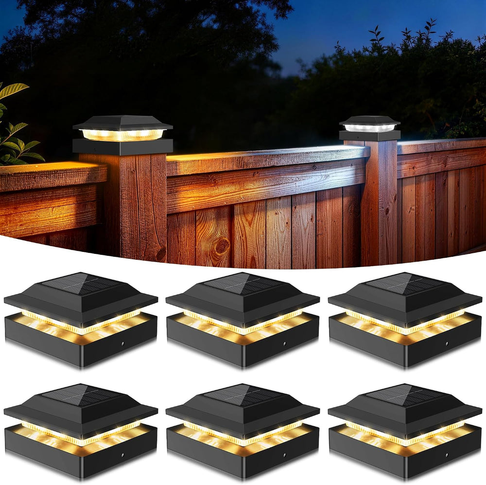 Solar Post Cap Lights for 4x4 Wood/Vinyl Posts, 6 Pack