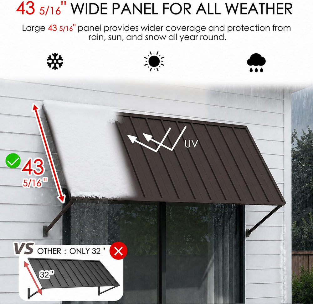 Kozyard Adjustable Window Awning Powder-Coated Iron Canopy, All-Weather Rain,...