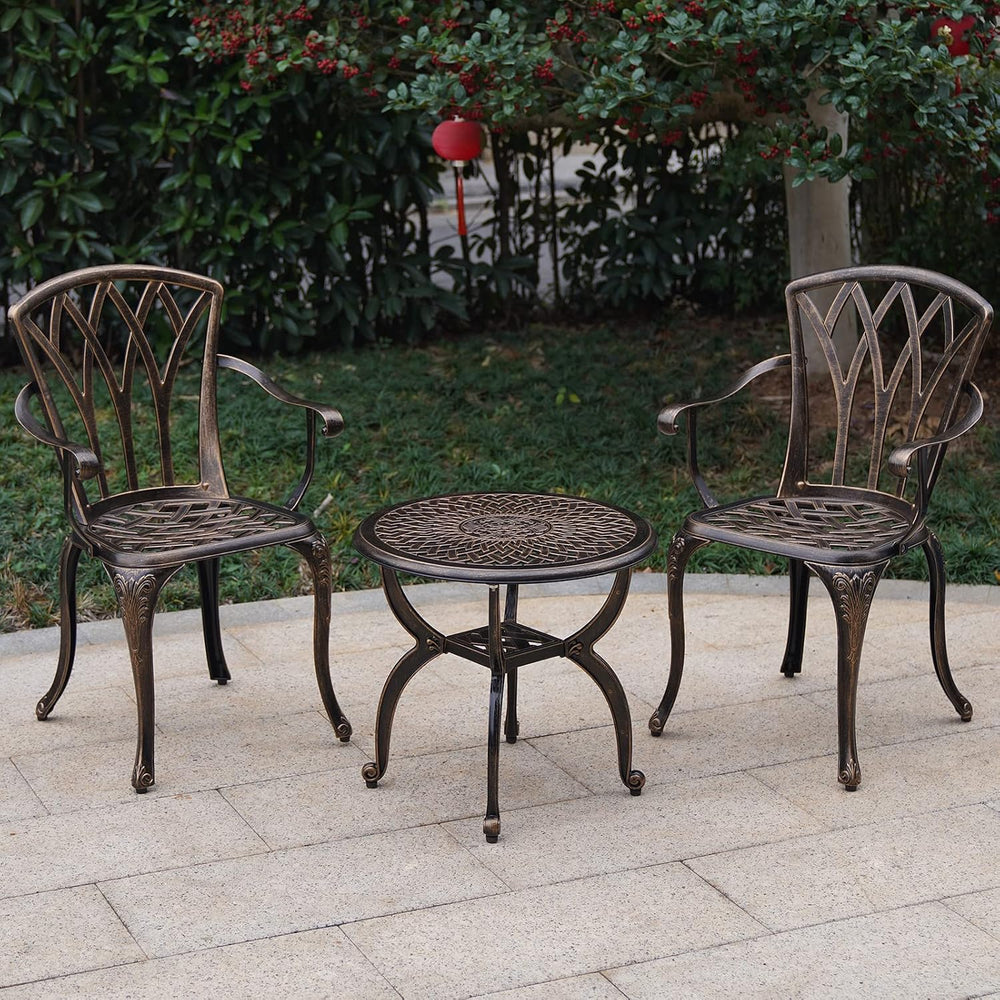 YKSY&YKSY Jardin DE CENTENNAIL 3-Piece Outdoor Bistro Set Cast Aluminum R...