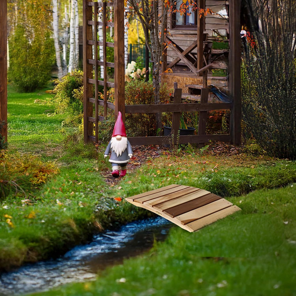 All Things Cedar Outdoor Wooden Garden Bridge for Walkway, Backyard Pond, 2’,...