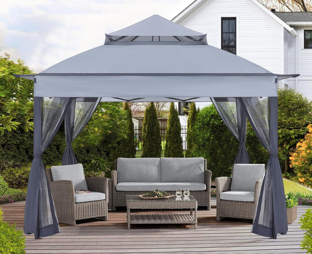 ABCCANOPY Pop Up Gazebo 11x11 with Mosquito Netting, Dark Gray