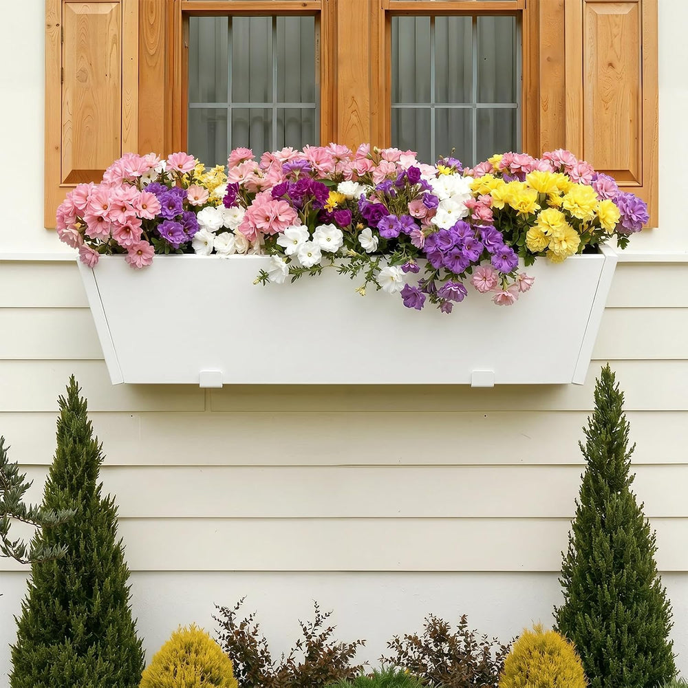 2 Pack 36 Inch Railing Planter Boxes, Heavy Duty Metal Hanging Planters with ...