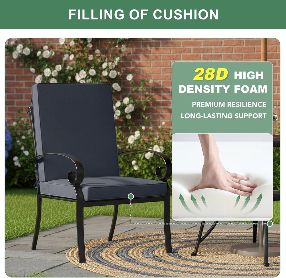 Summsun High Back Outdoor Chair Cushions, 20 x 20 Inch, Dark Grey