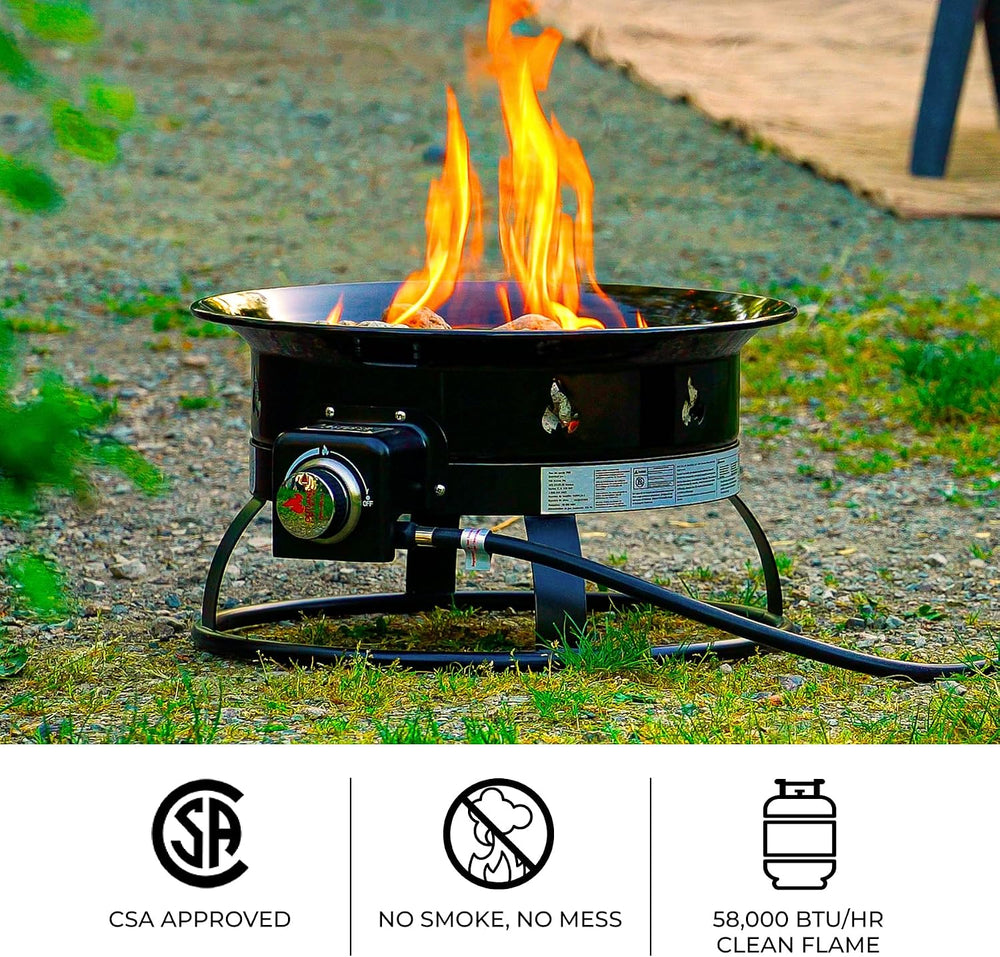 Outland Living Portable Propane Fire Pit, 19-inch, 58,000 BTU Smokeless Gas F...