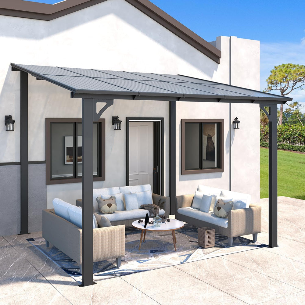AECOJOY 10' x 8' Gazebo for Patio, Small Wall-Mounted Lean to Gazebo ...