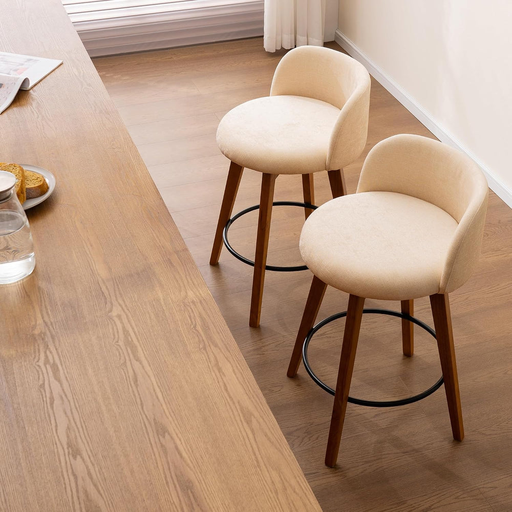 EYYTHUNG 26" Counter Height Bar Stools Set of 2 Mid Century Modern Farmh...