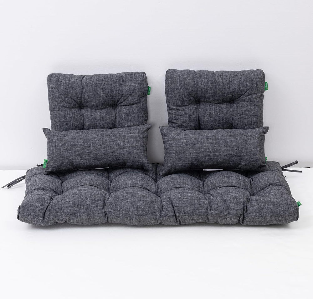 Outdoor Wicker Chair Cushions of 5Pieces,Tufted Patio Bench Cushions & 2S...