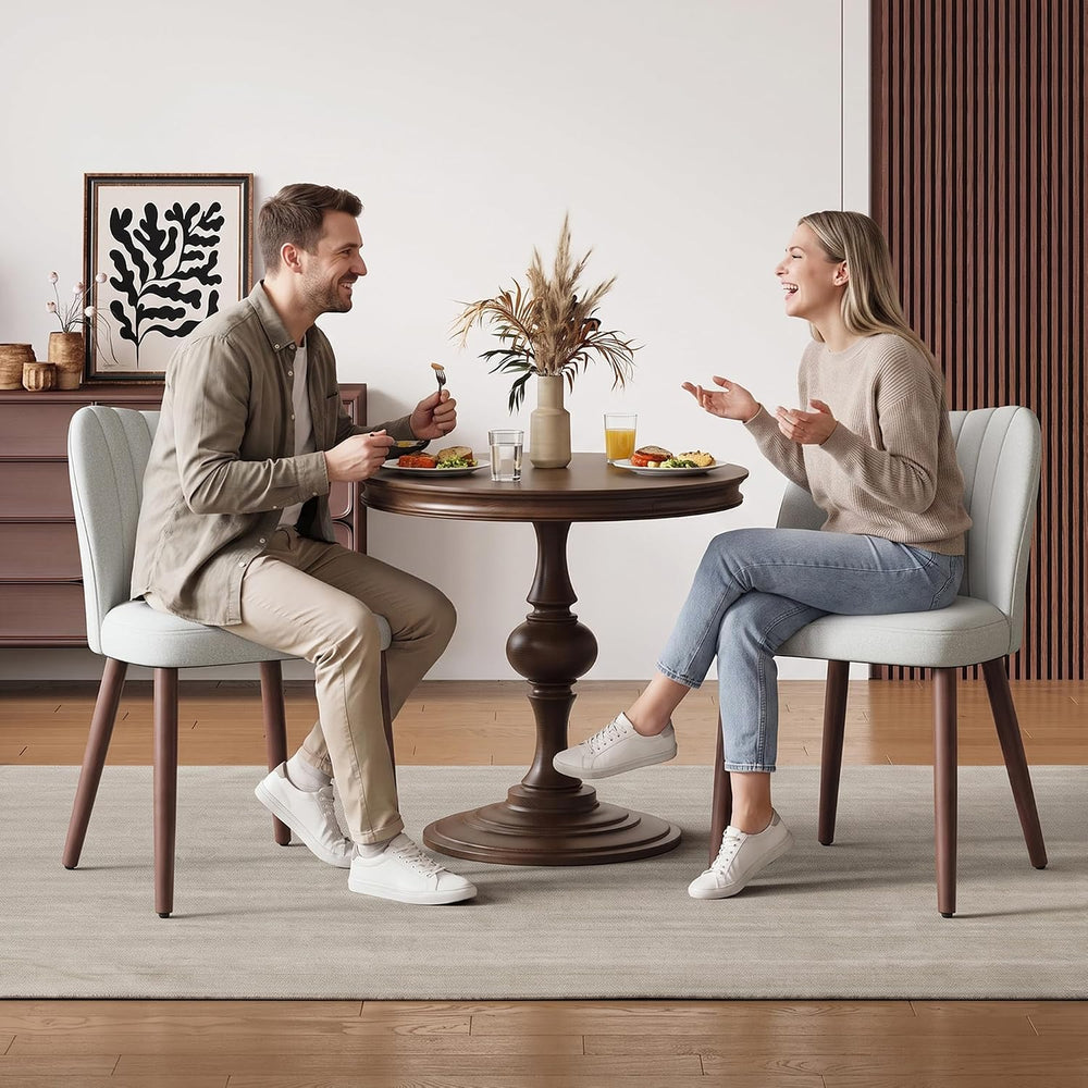 Upholstered Dining Chairs Set of 2, Modern Fabric Dining Chairs with Curved B...