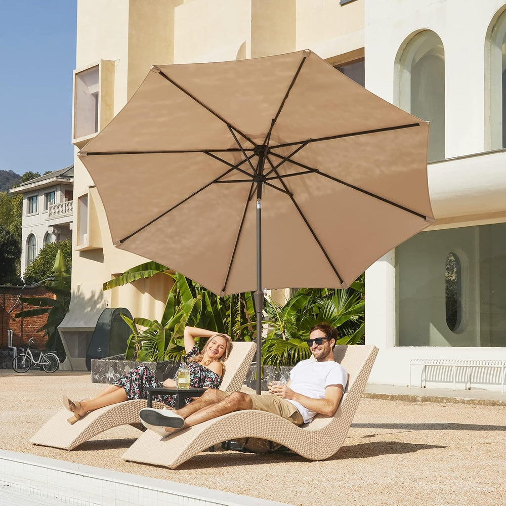 JEAREY 9FT Outdoor Patio Umbrella, Market Umbrella, Beige