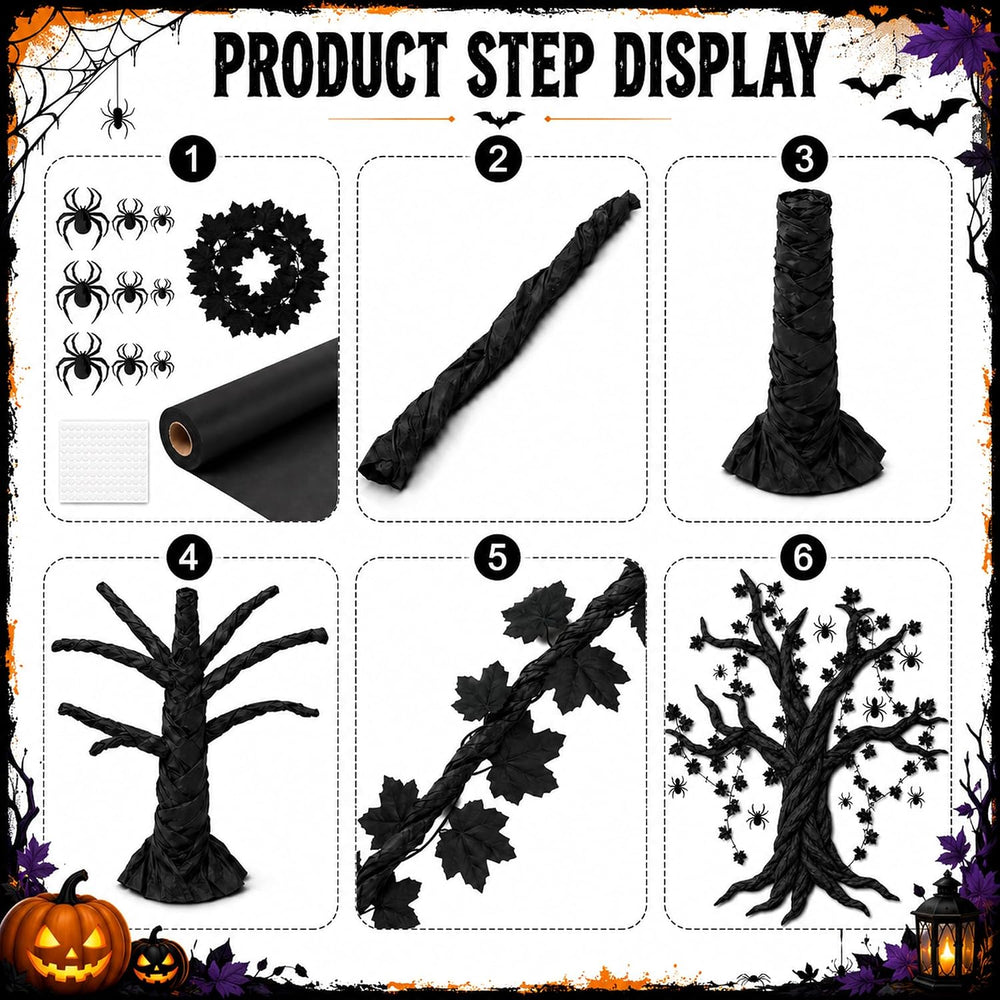 32 Pcs Halloween DIY Black Maple Tree Set, Large Halloween Tree Decoration