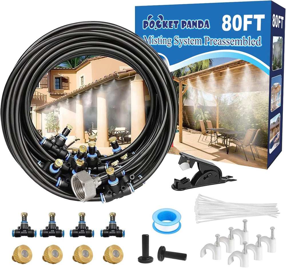 Pre-Assembled Misters for Outside Patio,Outdoor Misting System,80FT|24M.