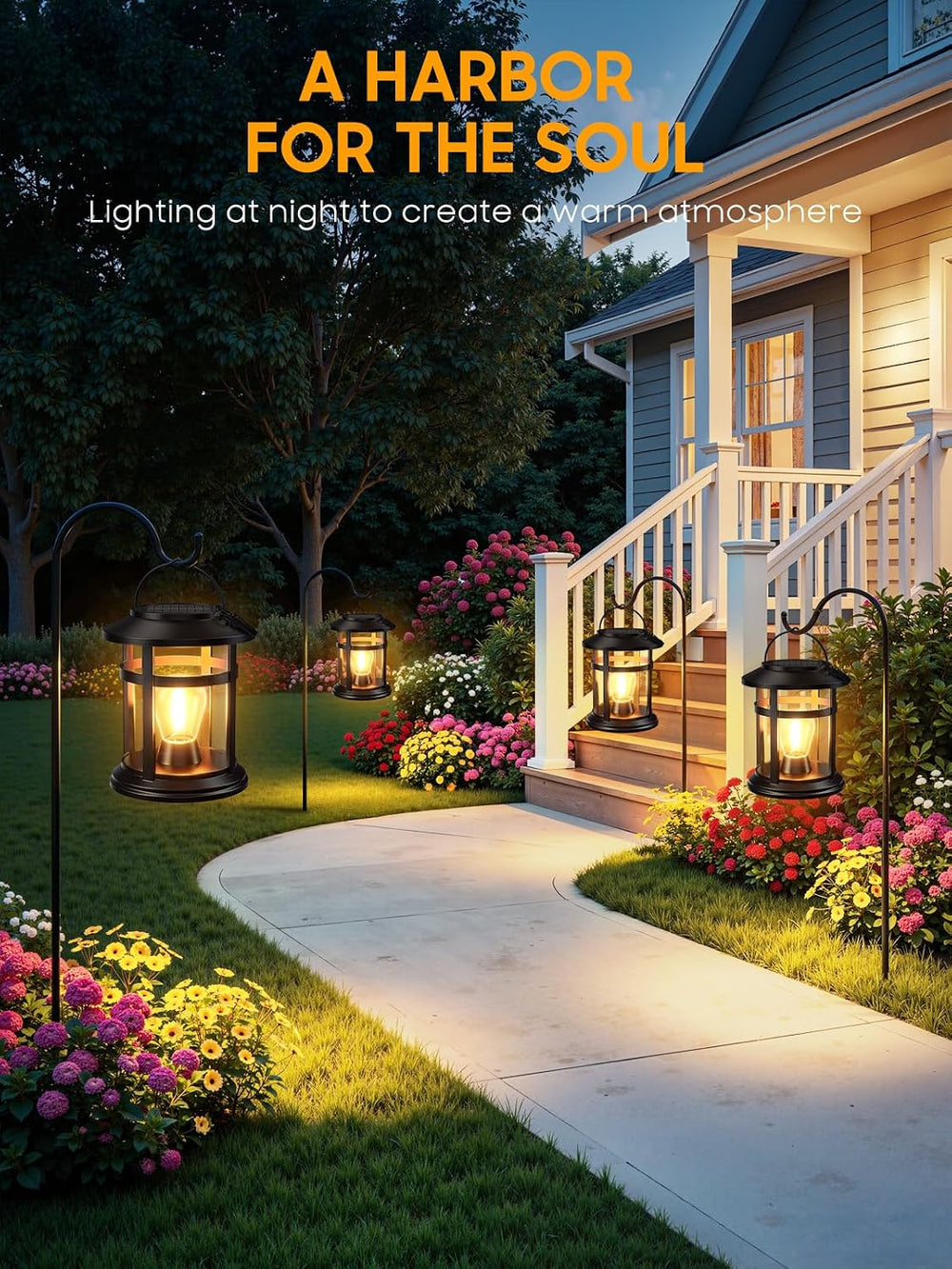 Solar Lantern Outdoor Waterproof, 4 Pack Bright Hanging Solar Lights for Outs...