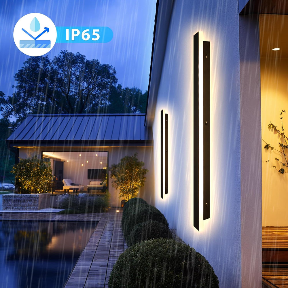 Outdoor Wall Light LED Long Wall Sconce 31.5in Ip65 Waterproof Black Modern O...