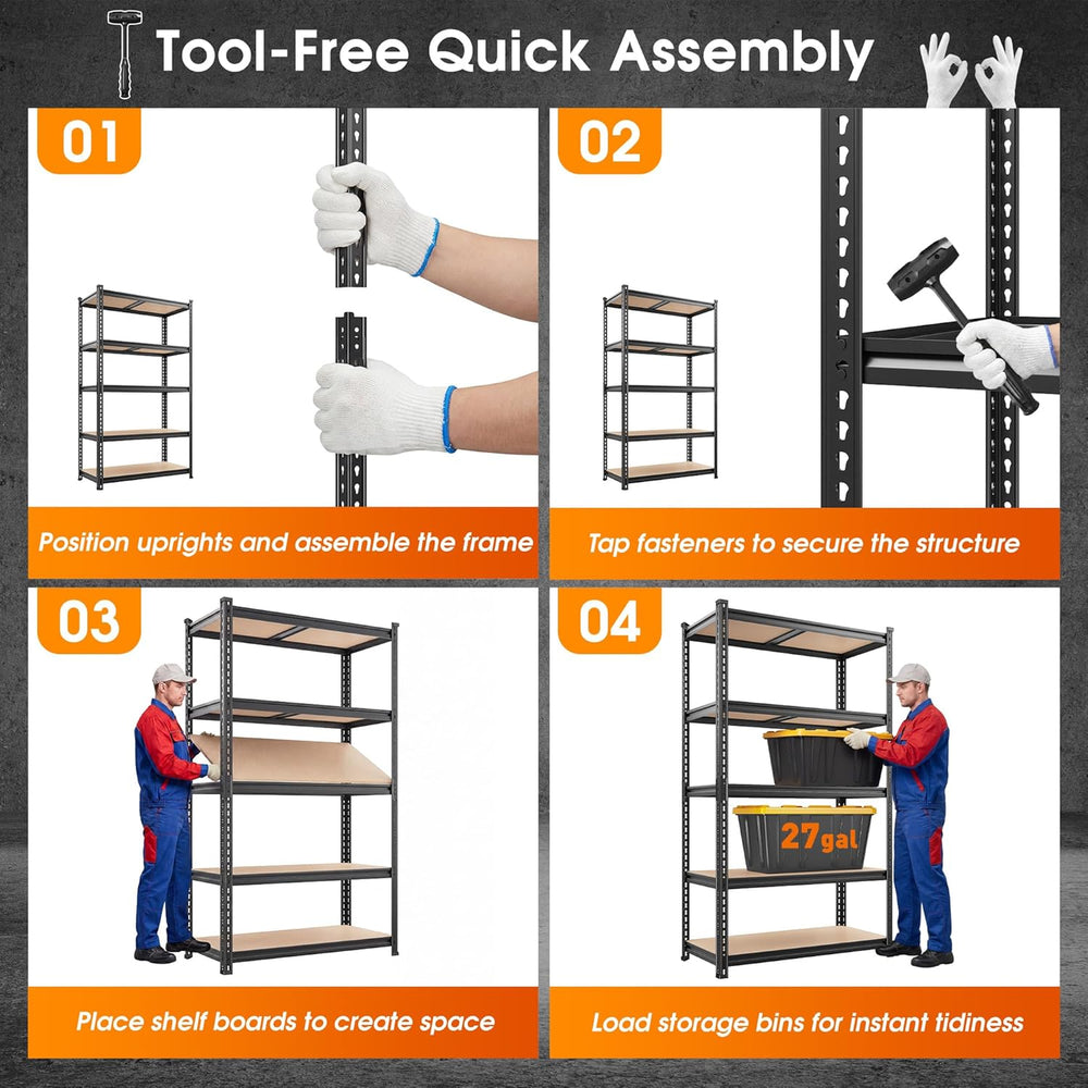 REIBII 2400LBS Garage Shelving,36" Wx16" Dx72" H Shelves for B...