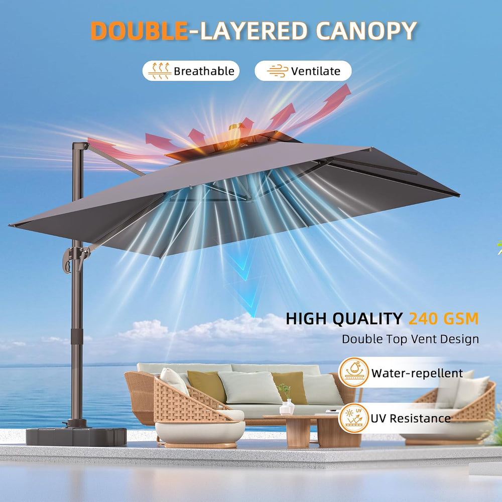 10' X 13' Outdoor Patio Umbrella Large Rectangle Cantilever Umbrella ...