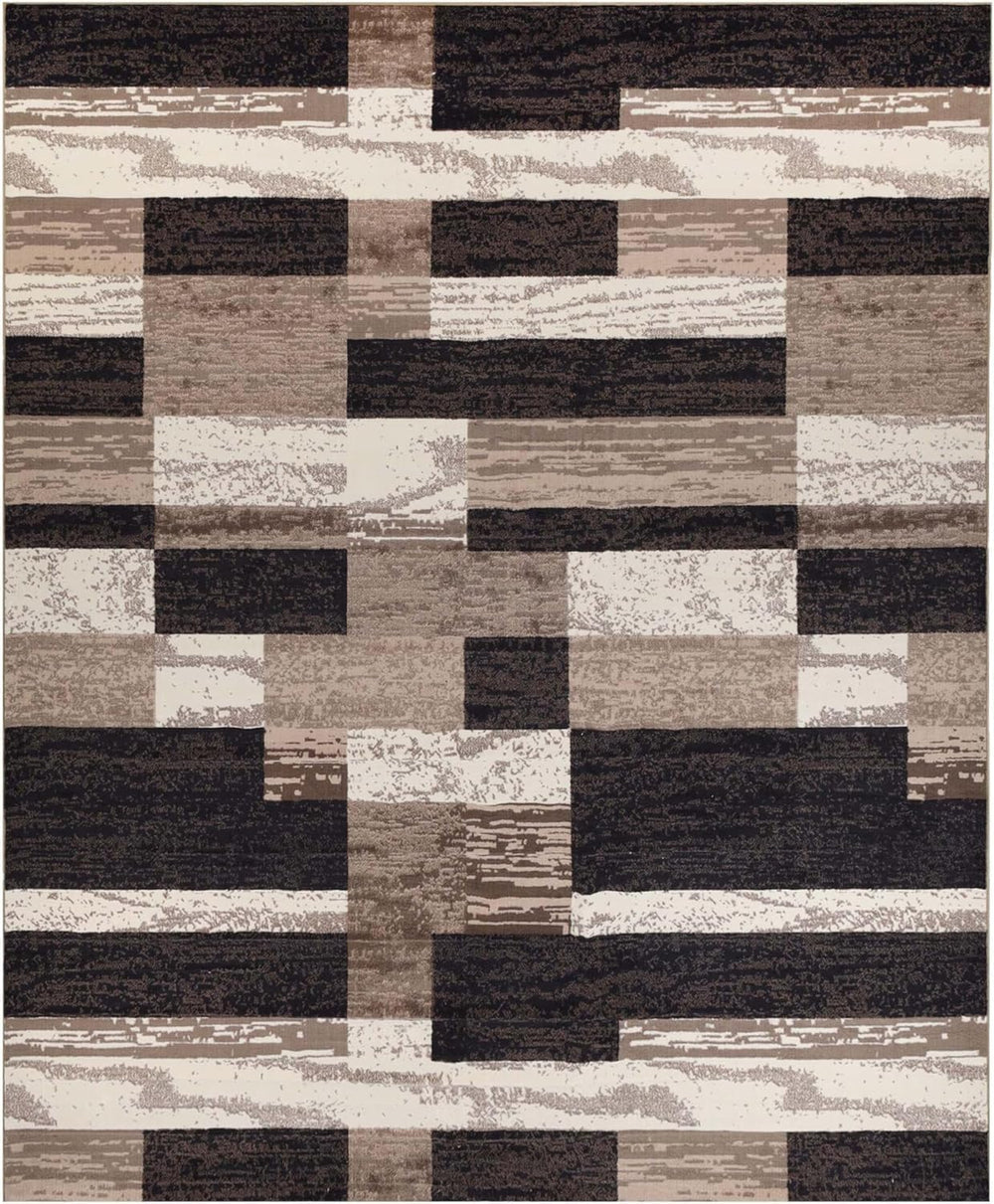SUPERIOR Rockwood Modern Geometric Indoor Area Rug, 12'x18', A Chocolate