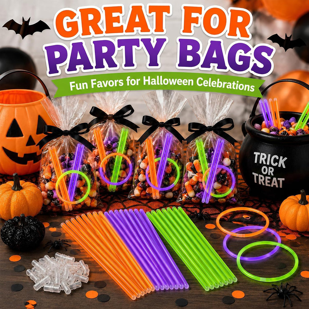 BUDI 467Pcs Halloween Glow Sticks Party Favors, Glow in the Dark Party Pack