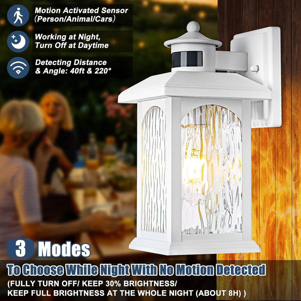 FILIYANO White Motion Sensor Outdoor Wall Lights, Dusk to Dawn, 2 Pack