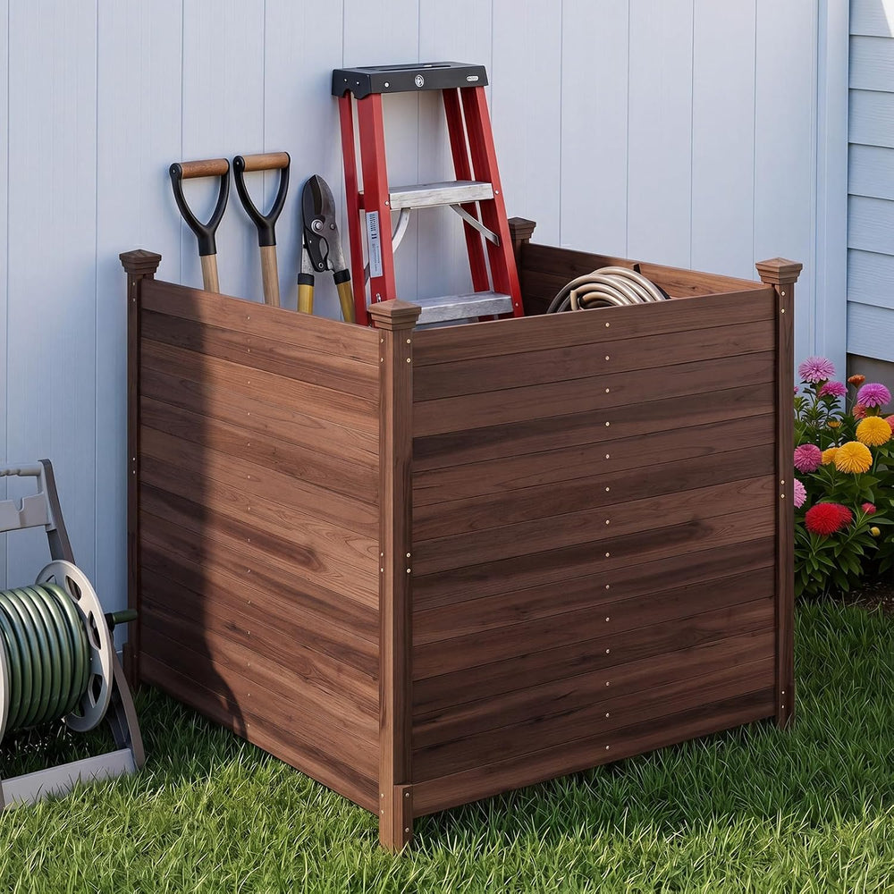 Giantex 3 Panels Wooden Privacy Fence with Stakes, 47" W x 45.5" H,...