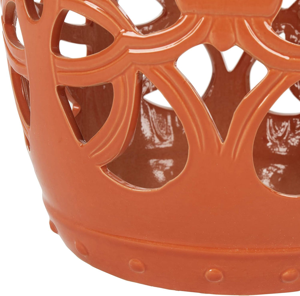 SAFAVIEH Furniture - Imperial Vine Decorative Garden Stool - Orange - Ceramic...