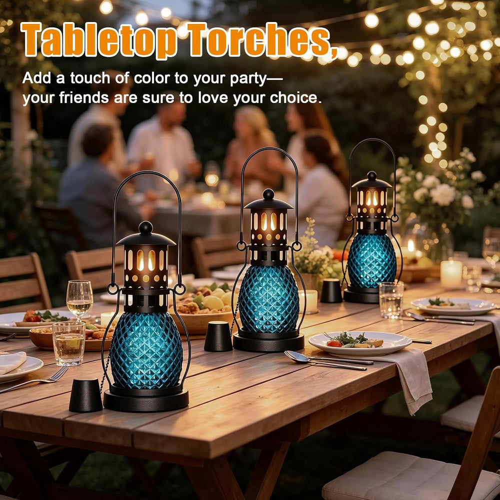 4 Pack Citronella Torches for Outside 12.5 oz Glass Table Top Torches(Blue)