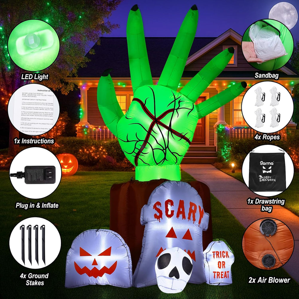 Garma 8.6 FT Halloween Inflatables Decirations Outdoor Animated Zombie Hand