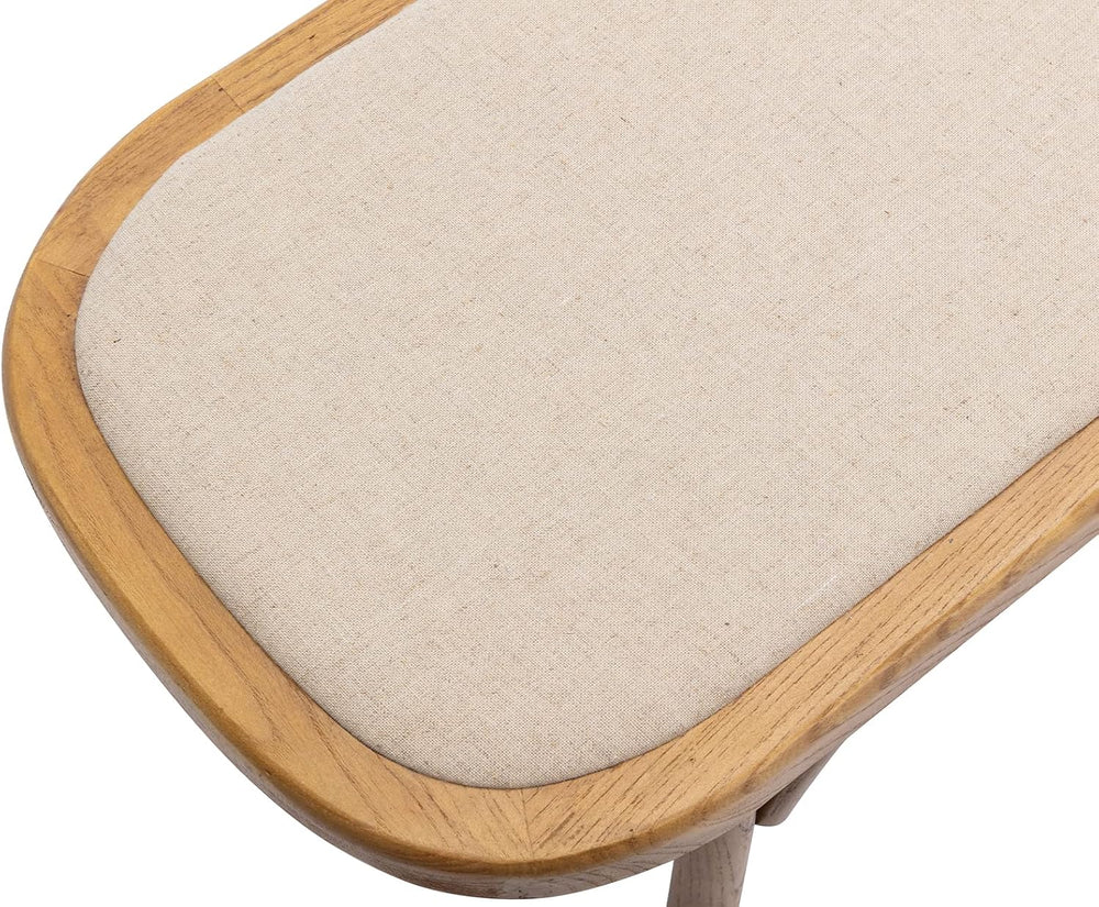 Kmax Upholstered Bench Fabric Entryway Bench Rustic Solid Wood 45 Inch for Li...
