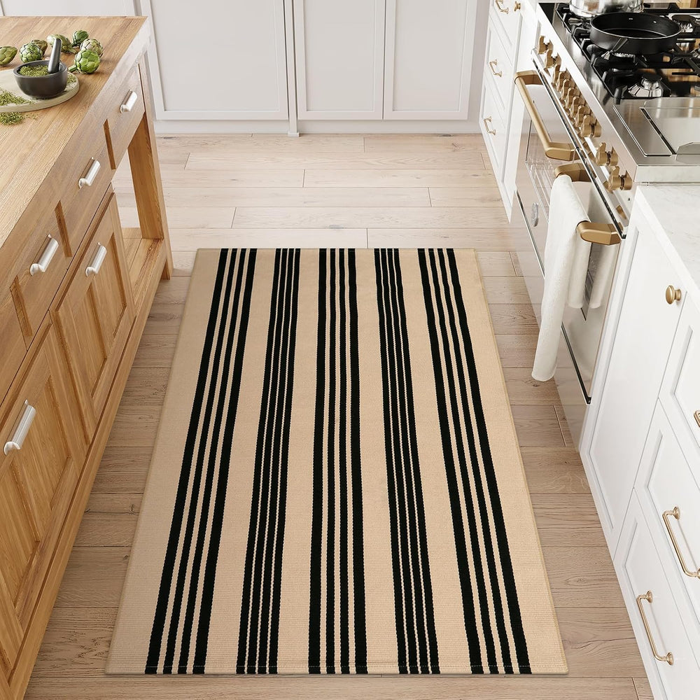 Striped Outdoor Rugs 3x5, Cotton Washable Fall Front Door Mat Decor