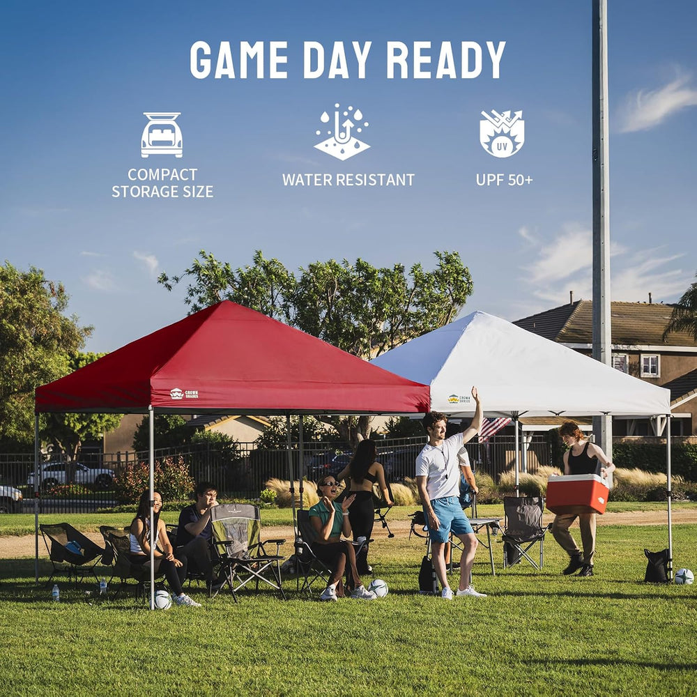 CROWN SHADES 8x8 Pop Up Canopy Tent with One Push Setup, Red