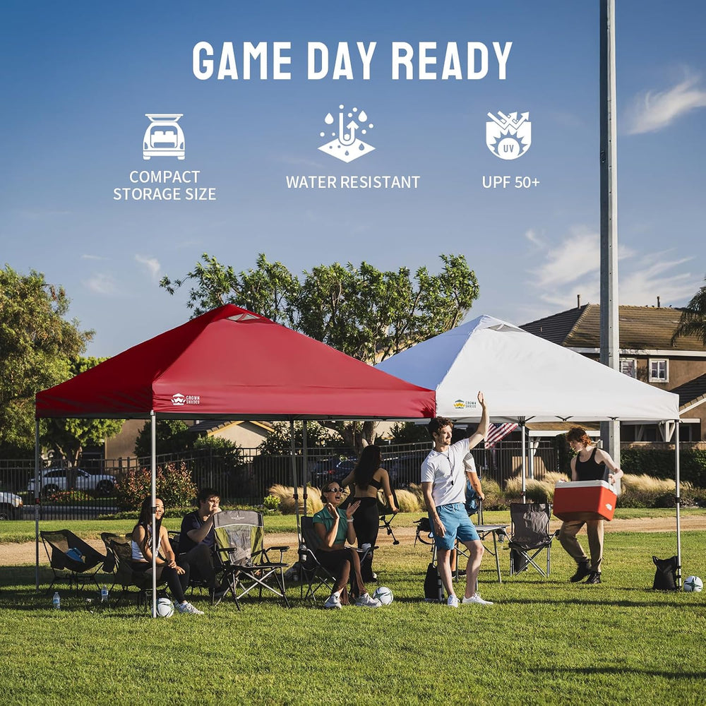CROWN SHADES 12x12 Pop Up Canopy Tent with One Push Setup, Red